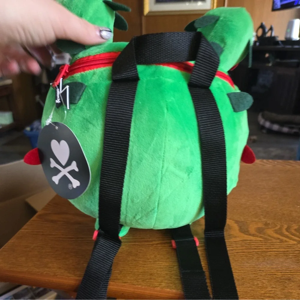 Tokidoki Cactus Puppy‎ Bastardino Backpack Green Dog Plush Zipper Bag NWT